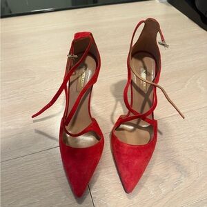 Aquazzura Red Suede Women's Heels
